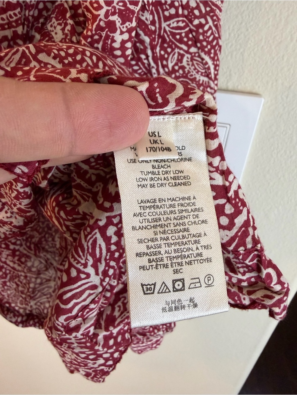 Free People Cool Meadow Printed Blouse Large Red Bandana Boho - Picture 5 of 8